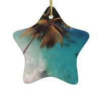 Ceramic Hanging Decoration Star Shape Caribbean Islands Print for Festival Tree Decor, All-Match Fashion Design