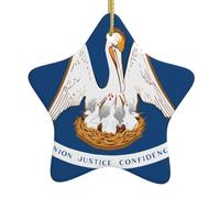 Ceramic Hanging Decoration Star Shape Louisiana State Flag Print for Festival Tree Decor, All-Match Fashion Design