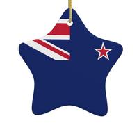 Ceramic Hanging Decoration Star Shape New Zealand Flag Print for Festival Tree Decor, All-Match Fashion Design