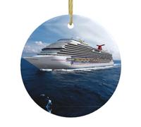 Ceramic Hanging Decorative Ornaments â€“ Cruise Ship Full-Print Christmas Tree Home Party, Round Keepsake