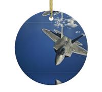 Ceramic Hanging Decorative Ornaments – Flying Airplane Full-Print Christmas Tree Home Party, Round Keepsake