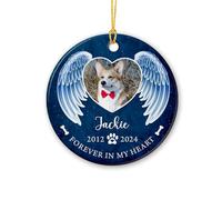 Ceramic Hanging Forever In My Heart Ceramic Ornament Double Sided Christmas Tree Decoration Novelty Ceramics Xmas Ornament For Home Decor Holiday Family 7.3CM