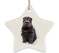 Ceramic Hanging Funny Christmas Tree Decorations With Ribbon Christmas Xmas Tree Hanging Xmas Ornaments Funny Chinese Shar Pei Brown Coming Out Of Cracked Wall