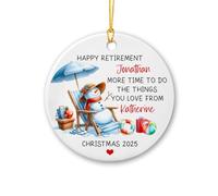 Ceramic Hanging Happy Retirement Ceramics Xmas Ornament Cute Christmas Tree Decoration Novelty Christmas Baubles For Home Decor Party Gift