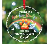 Ceramic Hanging I Crossed The Rainbow Bridge Hanging Ornaments Novelty Christmas Baubles Double Sided Ceramics Xmas Ornament For Vacation Friends Home Decor 7.3 Cm