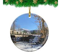 Ceramic Hanging Jeffersonville Smugglers' Notch Resort Vermont Travel Ceramic Ornament Double Sided Christmas Tree Decoration Personalised Ceramics Xmas Ornament For Family Party 7.3CM