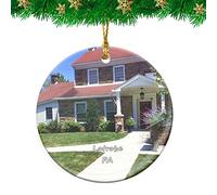 Ceramic Hanging Latrobe Lincoln Highway Experience Pennsylvania Travel Ceramic Ornament Unique Christmas Tree Decoration Personalised Ceramics Xmas Ornament For Holiday Party Family 7.3CM