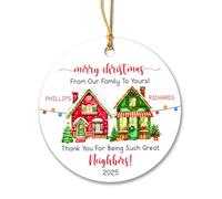 Ceramic Hanging Merry From Our Family To Your Ceramic Ornament Personalised Christmas Tree Decoration Double Sided Ceramics Xmas Ornament For Family Holiday Party