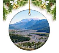 Ceramic Hanging Mount St. Helens Washington Usa America Ceramic Ornament Funny Christmas Baubles Double Sided Ceramics Xmas Ornament For Family Holiday Home Decor 7.3CM
