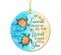 Ceramic Hanging My Favorite Place In All The World Ceramic Ornament Keepsake Christmas Baubles Personalised Ceramics Xmas Ornament For Holiday Family Party 7.3CM