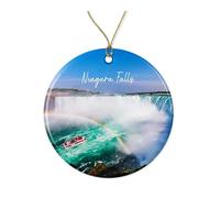 Ceramic Hanging Niagara Falls Spectacular View Featuring Vibrant Rainbow And Maid Of The Mist Boat One Of The World'S Most Famous Natural Ceramic Ornament Funny Personalised Christmas Baubles