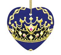 Ceramic Hanging Ornament â€“ Double-Sided Fantasy Tiara Print Christmas Tree Decoration, Porcelain Pendants for Home, Party