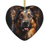 Ceramic Hanging Ornament – Double-Sided German Shepherd Print Christmas Tree Decoration, Porcelain Pendants for Home, Party