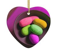 Ceramic Hanging Ornament – Yoga Meditation Print Xmas Tree Decoration, Heart Crafts for Home, Party, and Outdoor Festivals
