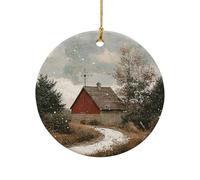 Ceramic Hanging Ornament Rustic Old-Fashioned Weather Vane On A Barn Roof Printing Xmas Tree Hanging Art Christmas Tree Ornaments For Crafts Friends Lover