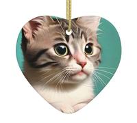 Ceramic Hanging Ornaments Double Sided A Curious cat Print Holiday Decorations for Home and Shop
