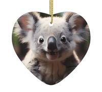 Ceramic Hanging Ornaments Double Sided Cute Koala Print Holiday Decorations for Home and Shop