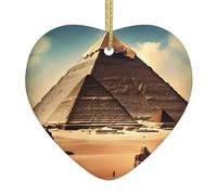 Ceramic Hanging Ornaments Double Sided Dreaming of The Pyramids of Khufu Print Holiday Decorations for Home and Shop