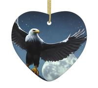 Ceramic Hanging Ornaments Double Sided Eagle Under The Stars Print Holiday Decorations for Home and Shop
