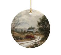 Ceramic Hanging Rustic Old-Fashioned Haydrive In The Field Circle Xmas Hanging Personalised Christmas Memorial Ornaments For Festive Home Children