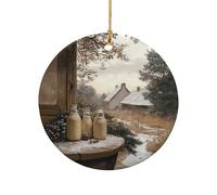 Ceramic Hanging Rustic Old-Fashioned Milk Bottles On A Windowsill Art Xmas Tree Hanging Vintage Ornaments For Holiday Anniversary Grandparents
