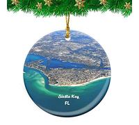 Ceramic Hanging Siesta Key Coast Florida Travel Ceramic Ornament Funny Ceramics Xmas Ornament Double Sided Christmas Tree Decoration For Party Home Decor Family 7.3CM