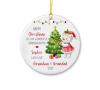 Ceramic Hanging To Wonderful Granddaughter Ceramic Ornament Novelty Christmas Baubles Double Sided Ceramics Xmas Ornament For Holiday Family Home Decor 7.3CM