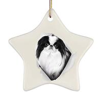 Ceramic Hanging With Ribbon Remembrance Ornament Funny Keepsake Xmas Tree Decorations Funny Japanese Chin Black White Coming Out Of Cracked Wall