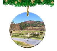 Ceramic Hanging Woodstock Billings Farm Vermont Travel Ceramic Ornament Unique Christmas Tree Decoration Funny Christmas Baubles For Party Family Home Decor 7.3CM