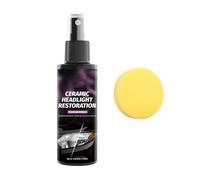 Ceramic Headlight Restoration Spray, 120ML Headlight Cleaner and Restorer Kit, Instant Clear Head-light Polish Remover, Effortless Wipe-on Head-light Cleaner with Sponge (1)