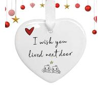 Ceramic Heart,Hanging Heart Ornament,I Wishs You Lived Next Door, Heart Ornament Acrylic Decorations,Christmas Decoration, Hanging Heart Pendant For Backpacks, Christmas Tree Heart Hanging Pendant
