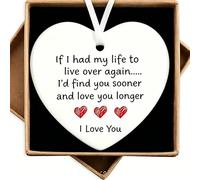 Ceramic Heart Plaque for Him/Her, If I Had My Life to Live Over Again I'd Find You Sooner & Love You Longer, Romantic Birthday Gift for Boyfriend Husband Partner Wife,White7.5cm Kraft Box