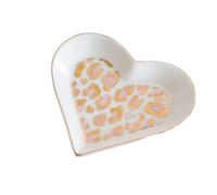 Ceramic Heart Shape Jewelry Tray For Display And Key Storage - Desktop Decorative Ornament For Storing Jewelry(Gold)