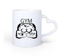 Ceramic Heart-Shaped handleCeramic Mug Cup Gymnastics Fitnesscenter Muscles Iron Sport 11oz/320ml Perfect for Kitchens, Restaurants & Cafes, Great Gift Idea