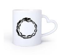 Ceramic Heart-Shaped handleCoffee Mug, Ouroboros Snake Dragon Ancient Infinity Symbol 11oz/320ml Perfect for Kitchens, Restaurants & Cafes, Great Gift Idea