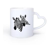 Ceramic Heart-Shaped handleNovelty Gift Mug African Abstract Animal Zebra Wildlife Africa 11oz/320ml Great for Home, Office, Cafes, Gift Ideas