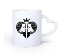 Ceramic Heart-Shaped handleNovelty Gift Mug Heart African Beautiful Woman Girl Head Hair Afro Crown 11oz/320ml Restaurant, Office