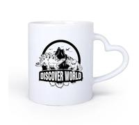 Ceramic Heart-Shaped handlePorcelain Coffee Mugs Discover World Adventure Fantasy Kids 11oz/320ml Perfect for Kitchens, Restaurants & Cafes, Great Gift Idea