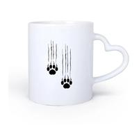 Ceramic Heart-Shaped handlePorcelain Cups Bear Footprints Paws Predator Animal Claws 11oz/320ml Perfect for Kitchens, Restaurants & Cafes, Great Gift Idea