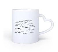 Ceramic Heart-Shaped handleStoneware Cups for Coffee, Tea, Big Data IT Business 11oz/320ml Perfect for Kitchens, Restaurants & Cafes, Great Gift Idea