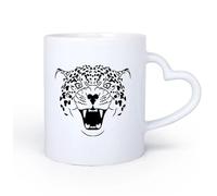 Ceramic Heart-Shaped handleTea Cup African Animal Big Cat Leopard Predator Canines 11oz/320ml Perfect for Kitchens, Restaurants & Cafes, Great Gift Idea