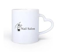 Ceramic Heart-Shaped handleWhite Mugs Hands Care Nail Beauty Salon Polish Pedicure 11oz/320ml Perfect for Kitchens, Restaurants & Cafes, Great Gift Idea