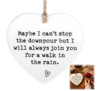Ceramic Heart-Shaped Motivational Plaque with "Maybe I Can't Stop the Downpour" Message,White Friendship Keepsake,Birthday Gifts for Women,Friendship Gifts for Women,Bestie Gifts,Graduation Gifts