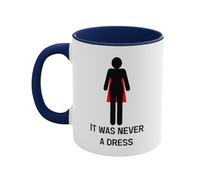 Ceramic Heat Sensitive Magic Cup with It was Never A Dress Design Color Changing Mug Dishwasher and Microwave Safe Double Sided for Women Empowerment Statement (Blue)