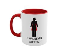 Ceramic Heat Sensitive Magic Cup with It was Never A Dress Design Color Changing Mug Dishwasher and Microwave Safe Double Sided for Women Empowerment Statement (Red)