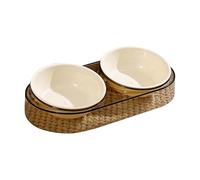 Ceramic Heated Elevated Pet Bowl Set Whisker-Friendly Design with Stand and Mixing Spoon for Cats Small Dogs (A, 30.00)