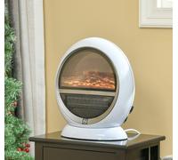 Marco Paul 1500W White Free Standing Electric Fireplace Heater with Realistic LED Flame and Log Effect Energy Efficient Low Energy Silent Mains Powered Fan Space Heater for Home