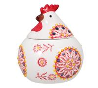 Ceramic Hen Shaped Condiment Pot with Lid for Sugar and Spices Storage | Embossed Floral Pattern, Decorative Freshness Protection, Suitable for Home Cooks, Cafes, Restaurant Staff, Easter