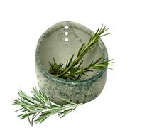 Ceramic Herb Peeling Cup Bowl - 3.94 Inches Pottery Stripper Bowl | Multi-Hole Kitchen Gadget - 10x10cm Ceramic Tool for Rosemary Basil Thyme Mint Parsley and Leafy Greens