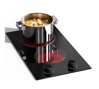 Ceramic Hob 2 Burner,30CM 2 Ring Electric Ceramic Stove, 3000W Two Zone Built-in Electric Cooktop with 9 Power Levels,Knob Control,Timer,Child-safety Lock,220~240V, No Plug,Installation Required